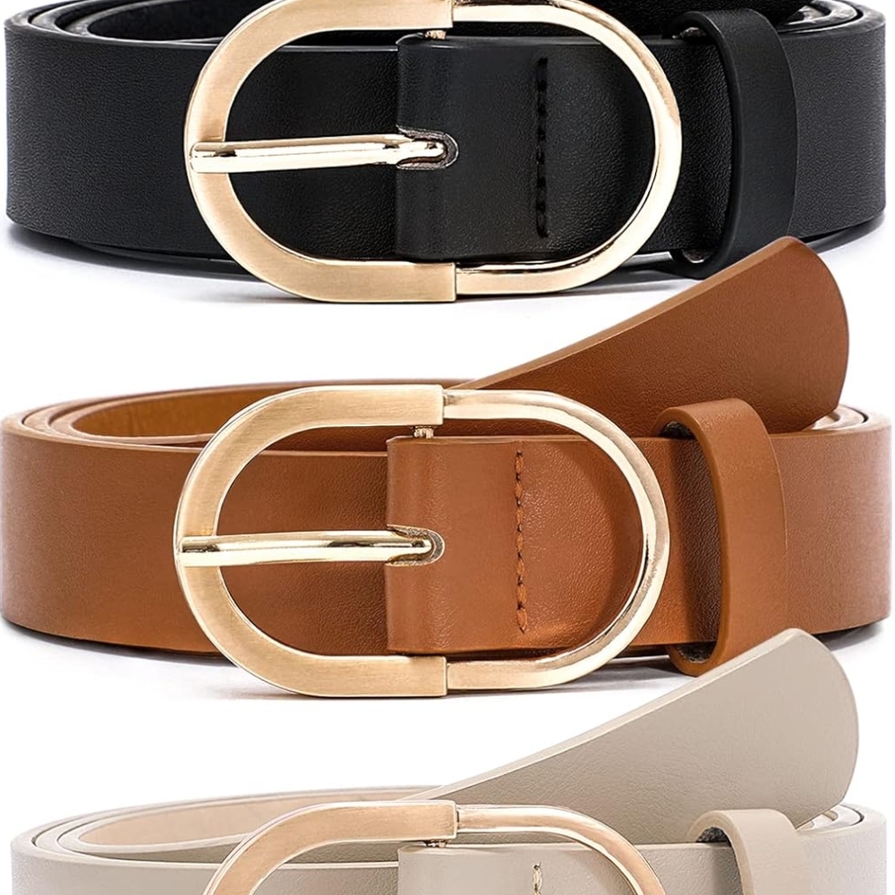 Stylish Black, Brown, and Cream Belt Trio